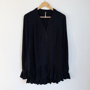 Free People Black Flowy Tunic Top